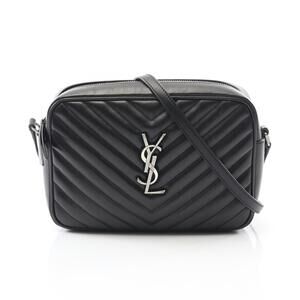 Saint Laurent Paris LOU Monogram Camera Bag Shoulder Leather Black